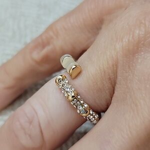 BAMBOO STYLE CRYSTAL ENAMEL WRAP RING